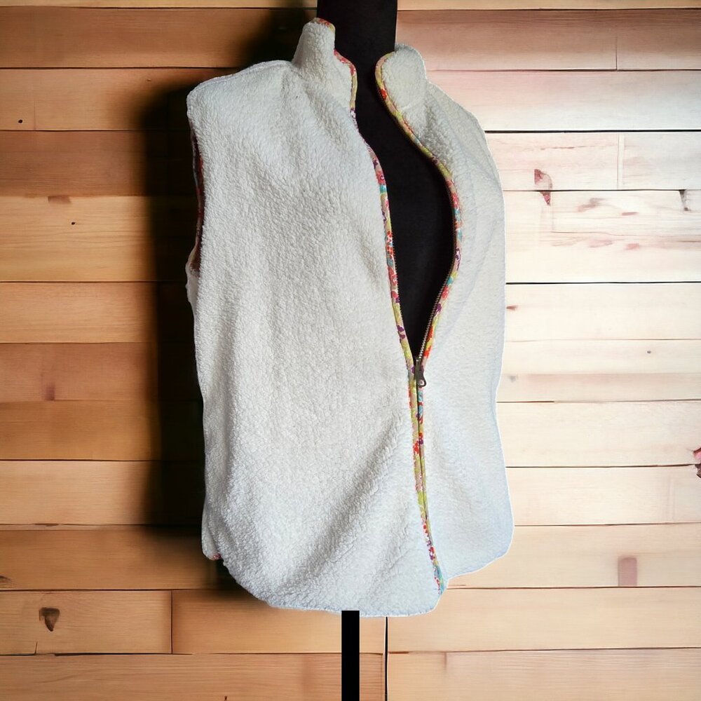 NWT MATILDA JANE ( MED ) Reversible Sherpa Full Zip Flower Print Vest - Picture 5 of 12